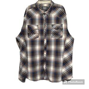 BKE Mens XL Western Shirt Athletic Fit Long Sleeve Pearl Snap Multicolor‎ Plaid